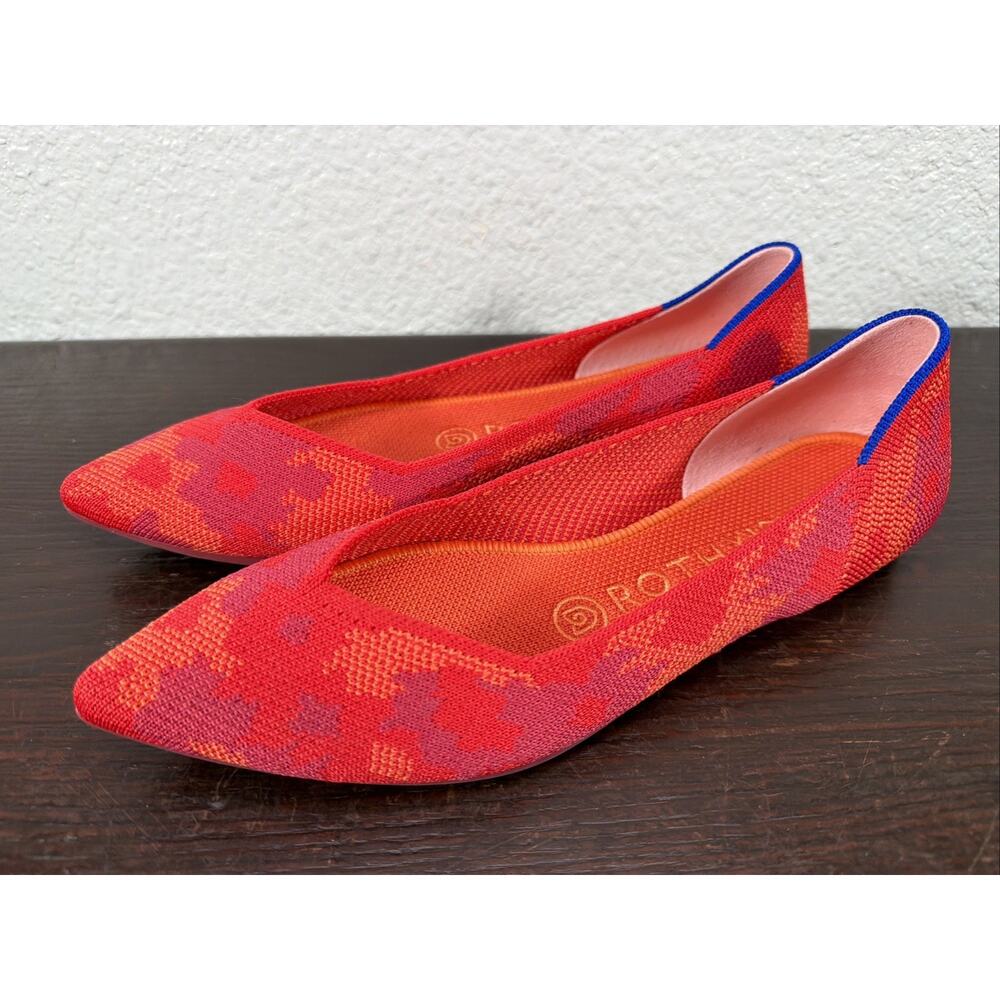 ROTHY'S The Point Botanicamo Red Camo Slip-On Flats Size 6.5 Retired EUC